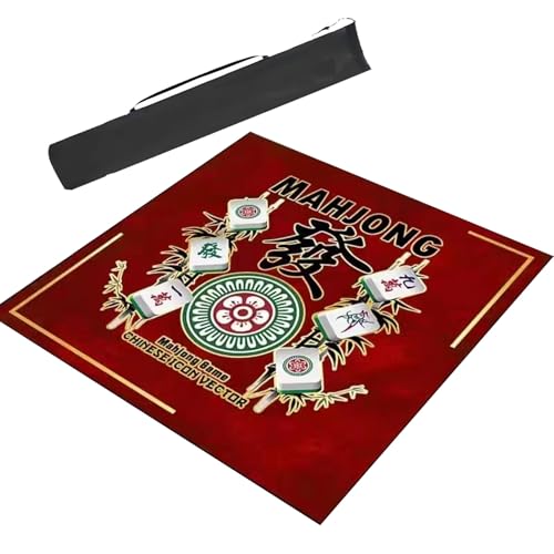 ARHEORMUH Mahjong-Tischdecke Quadratische Mahjong-Matte Mit Tragetasche, Mahjong-Tischabdeckung, rutschfeste Matte, Geräuschreduzierung, Mahjong-Pad for Spiele(Red,23.6x23.6inch/60x60cm) von ARHEORMUH