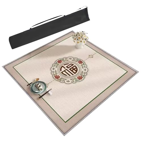 ARHEORMUH Mahjong-Tischdecke Quadratische Mahjong-Tischmatte Mit Aufbewahrungstasche, Poker-Kartentisch-Abdeckung, Spieltischmatte for Spiele, Paigow Poker Indoor Home(1,23.6x23.6inch/60x60cm) von ARHEORMUH