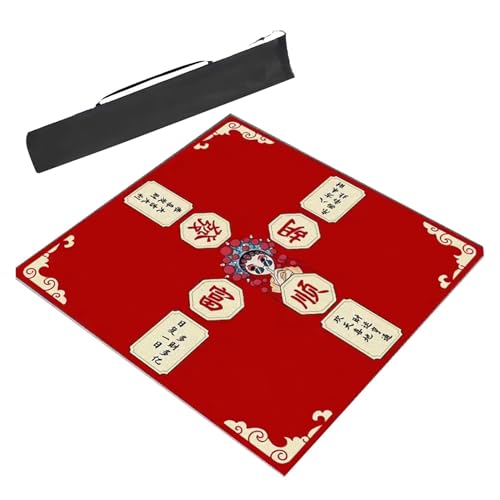 ARHEORMUH Mahjong-Tischdecke Quadratische Mahjong-Tischmatte for Den Tisch, Brettspielmatte Mit Rotem Peking-Oper-Aufdruck, Mahjong-Pokerkarten-Spielmatte(23.6x23.6inch/60x60cm) von ARHEORMUH