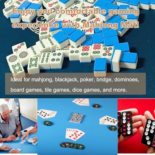 ARHEORMUH Mahjong-Tischdecke Quadratische Mahjong-Tischmatte for Den Tisch, Brettspielmatte Mit Rotem Peking-Oper-Aufdruck, Mahjong-Pokerkarten-Spielmatte(Blue,27.6x27.6inch/70x70cm) von ARHEORMUH