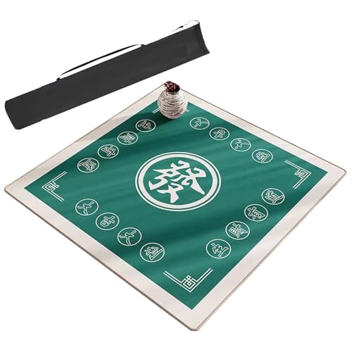 ARHEORMUH Mahjong-Tischdecke Quadratische Mahjong-Tischmatte for Tisch, Samt-chinesisch Bedruckte Tischkartenspielmatte, rutschfeste Und Geräuschreduzierende Spielmatte(Green,47.2X47.2inch/120x120cm) von ARHEORMUH