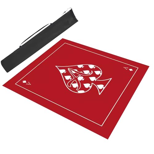 ARHEORMUH Mahjong-Tischdecke Samt-Mahjong-Tischmatte Mit Aufbewahrungstasche, rutschfeste Und Geräuschreduzierende Spielkarten-Brettspiel-Spielmatte(Red,23.6x23.6inch/60x60cm) von ARHEORMUH