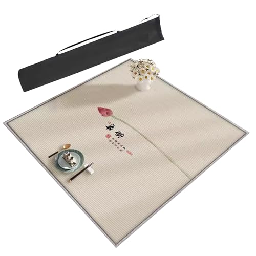 Mahjong-Tischdecke Beige Quadratische Mahjong-Tischmatte Mit Aufbewahrungstasche, Rutschfeste, Geräuschreduzierende, Dicke Spieltischabdeckung For Karten, Poker, Dominosteine(3,39.4x39.4inch/100x100cm von ARHEORMUH