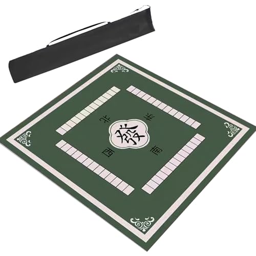 Mahjong-Tischdecke Dicke, Quadratische Mahjong-Tischmatte Mit Regeln, Rutschfeste Und Geräuschreduzierende Mahjong-Matte, Tischkartenspielmatte Mit Aufbewahrungstasche(Deep green,23.6x23.6inch) von ARHEORMUH