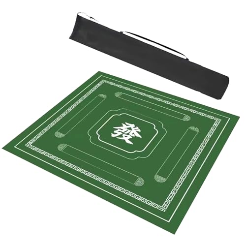 Mahjong-Tischdecke Geräuschreduzierende, rutschfeste Mahjong-Tischmatte, Spielmatte aus Polyesterfaser mit Gummirückseite, for Mahjong-Pokerkarten und Legespiele(Green,39.4x39.4inch/100x100cm) von ARHEORMUH