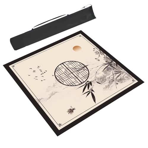 Mahjong-Tischdecke Mahjong-Tischmatte, Rutschfest Und Geräuschreduzierend, Bedruckt Im Chinesischen Stil, Mahjong-Tischdecke, Kartenspielmatte Mit Schwarzer Tragetasche(Brown,47.2X47.2inch/120x120cm) von ARHEORMUH