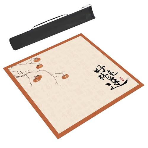 Mahjong-Tischdecke Mahjong-Tischmatte, Rutschfest Und Geräuschreduzierend, Bedruckt Im Chinesischen Stil, Mahjong-Tischdecke, Kartenspielmatte Mit Schwarzer Tragetasche(Orange,27.6x27.6inch/70x70cm) von ARHEORMUH