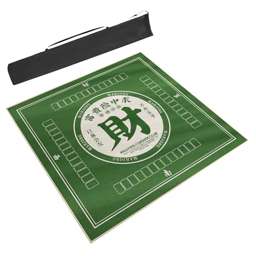 Mahjong-Tischdecke Mahjong-Tischmatte Aus Polyesterfaser Mit Aufbewahrungstasche, Rutschfeste Und Geräuschreduzierende Quadratische Tischmatte For Kartenspiele Und Poker(Green,47.2X47.2inch/120x120cm) von ARHEORMUH