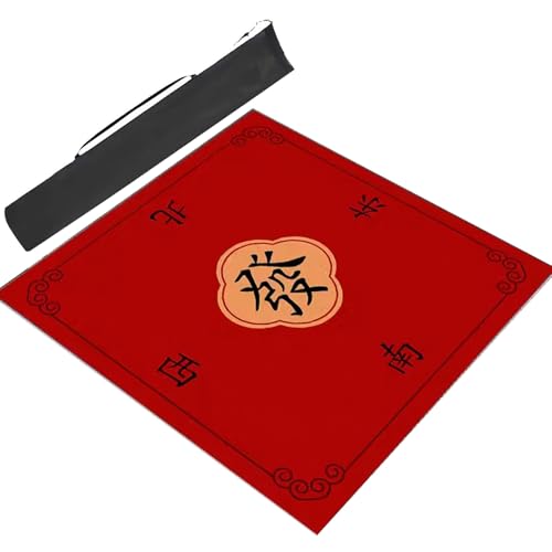 Mahjong-Tischdecke Quadratische, Dicke Mahjong-Tischmatte Mit Aufbewahrungstasche, Rutschfeste Und Geräuschreduzierende Mahjong-Matte, Chinesisch Bedruckte Spielmatte(Red,23.6x23.6inch/60x60cm) von ARHEORMUH