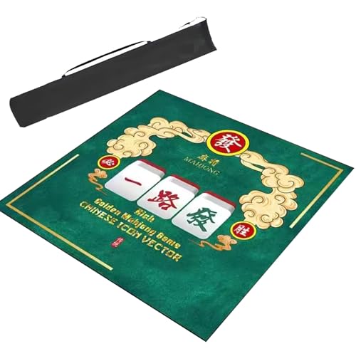 Mahjong-Tischdecke Quadratische Mahjong-Matte Mit Tasche, Rutschfeste, Geräuschreduzierende Tischabdeckung, Brettspielmatte, Mahjong-Tischmatte, Mahjong-Paigow-Pokerkarten-Tischdecke(Green,27.6x27.6in von ARHEORMUH