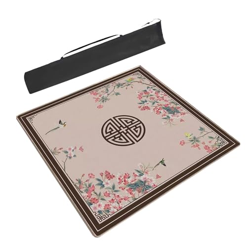 Mahjong-Tischdecke Quadratische Mahjong-Tischmatte For Den Tisch, Braune Tischkartenspielmatte Mit Chinesischem Aufdruck, Rutschfeste Und Geräuschreduzierende Spielmatte(23.6x23.6inch/60x60cm) von ARHEORMUH