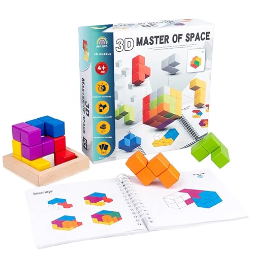 ARI MES - 3D Soma Cube Puzzle Games - Fun Brain Games for Adults and Kids, Wooden Block Math Brain Teasers, 3D Wooden Blocks Educational Cube Puzzle - Brain Teaser for Ages 4+ von ARI MES