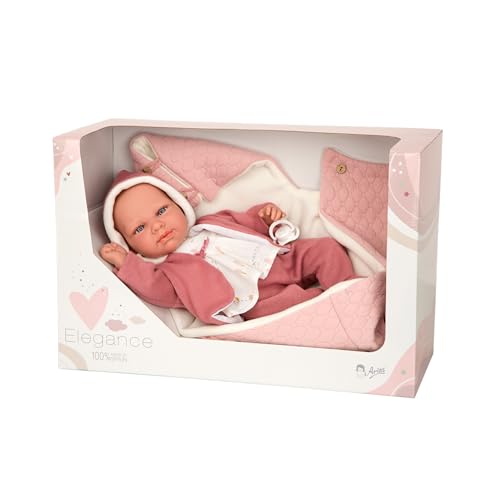 ARIAS Elegance CRIS Puppe 40 cm, Rosa, realistisches Baby mit Nana und einem weinenden Mechanismus, Gewicht eines echten Babys, Spielzeug für Jungen und Mädchen ab 3 Jahren (ARI60722) von Arias