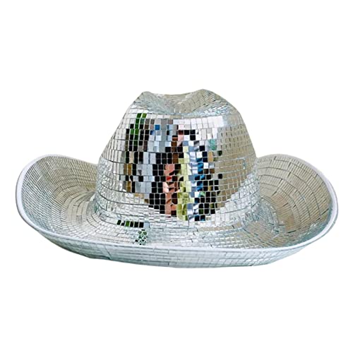 ARIOU Disco Bucket Hat, 550g Handgemachte Spiegel Disco Ball Spiegel Ball Hut Cowboy Disco Hut Hüte für DJ Club & Bar von ARIOU