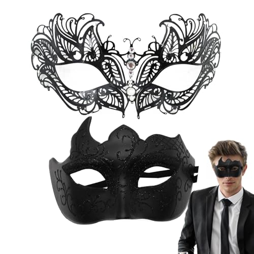 ARIOU Kostümmaske - Halloween-Maske | Halloween-Kostüme-Maske | Maskenkostüm | Spitzen-Augenmaske | Retro-Spitzen-Augenbinde | Glitzerndes Maskerade-Masken-Set | Cosplay für Halloween-Karneval von ARIOU