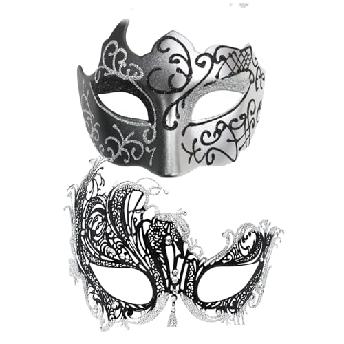 ARIOU Kostümmaske - Halloween-Maske | Halloween-Kostüme-Maske | Maskenkostüm | Spitzen-Augenmaske | Retro-Spitzen-Augenbinde | Glitzerndes Maskerade-Masken-Set | Cosplay für Halloween-Karneval von ARIOU