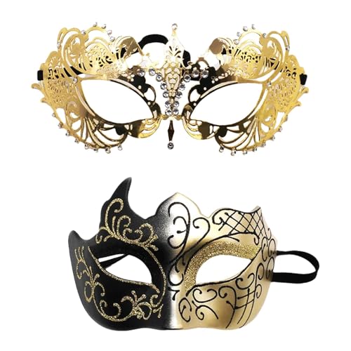 ARIOU Kostümmaske - Halloween-Maske | Halloween-Kostüme-Maske | Maskenkostüm | Spitzen-Augenmaske | Retro-Spitzen-Augenbinde | Glitzerndes Maskerade-Masken-Set | Cosplay für Halloween-Karneval von ARIOU