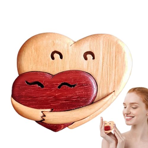 Herz-Holzkunst-Puzzle – Taschenumarmung aus Holz, Herz-Spielsteine, Holzdekor-Spielsteine, Ornamente, Puzzle, kleine Umarmungsfiguren, spezielle Handhaltung, Herz-Puzzle, Skulpturen, Desktop-Ornament von ARIOU