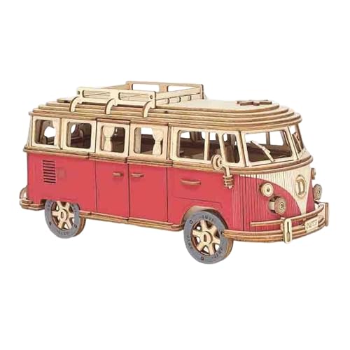 Holzbus-Puzzle-Kit – Campingbus Holzpuzzle | Holzbus-Puzzle | Bus 3D-Holzpuzzle | Holzbastel-Tourbus-Puzzle-Modellbausatz | 3D-Puzzle-Bus-Bauset | Bastel-Tour-Bus für Kinder von ARIOU