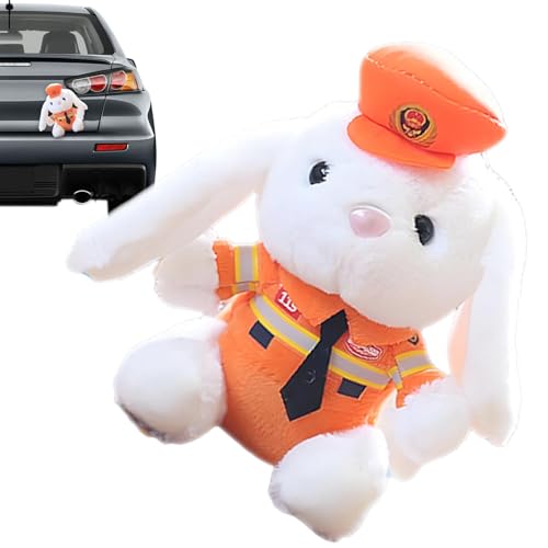 Polizist Bunny - Gefüllter Polizist Bunny | Motorrad Polizist Kaninchen Puppen | Niedliche Cartoon Kofferraum Ornament Auto Schwanz Anhänger Plüsch für Auto Motorrad Dekoration von ARIOU