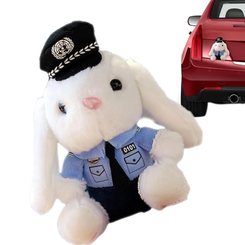 Polizist Bunny - Gefüllter Polizist Bunny | Motorrad Polizist Kaninchen Puppen | Niedliche Cartoon Kofferraum Ornament Auto Schwanz Anhänger Plüsch für Auto Motorrad Dekoration von ARIOU