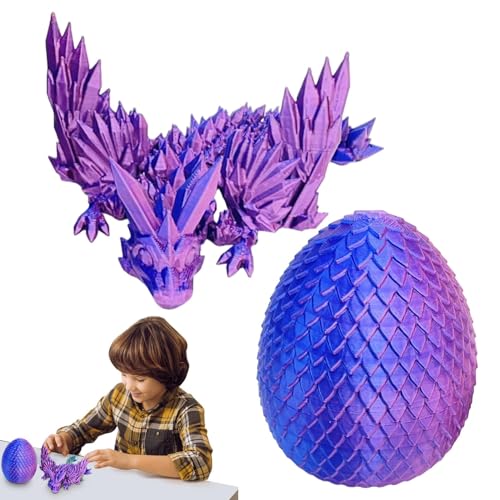 Regenbogen-Überraschungsei, 3D-gedrucktes Drachenei - Crystal Dragon Toys 3D-Druck, realistisches Design,Artikulierter Drache als Heimdekoration, kreatives Zappelspielzeug zum Stressabbau zum Geburtst von ARIOU