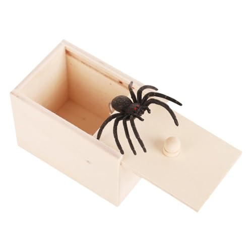 Spider Prank Box - Spider In A Box Prank | Spinne In Einer Box | Weiche Gummi-Spinnen-Schreckens-Streichbox | Hills Prank Stuff Fun Joke Scare Box Spielzeug | Handgefertigte Holzkiste Streichspinne Fü von ARIOU