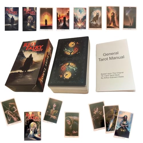 Tarot-Deck – Party Playing Fate Divination Tools – Rote Fee Tarot-Wahrsagerei-Brettspielkarten | Englische Version Standard-Tarot-Decks | Rotes Feen-Tarot, Schattenarbeit-Tarot-Deck zur Unterhaltung von ARIOU