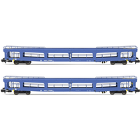 ARNOLD HN4409 N 2-tlg. Set Autotransportwagen DDm blaue Lackierung, DR, Ep. IV von ARNOLD