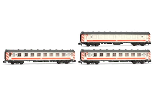 Arnold HN4454 RENFE, 3-teiliges Set mit 5000 Wagen, Manso-Wagen Plus 2 x Abteilungswagen, mit UIC-Gummivorräumen, Regionales-Lackierung, Ep; v-Reisezugwagen, Cremefarben/Rot Arnold HN4454 RENFE, 3-teiliges Set mit 5000 Wagen, Manso-Wagen Plus 2 x Abteilungswagen, mit UIC-Gummivorräumen, Regionales-Lackierung, Ep; v-Reisezugwagen, Cremefarben/Rot von ARNOLD