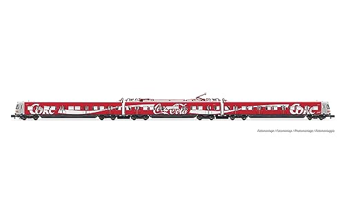 DB EMU Elektrolokomotive Klasse 420, 3 Stück, grau-orange lackiert mit Coca-Cola-Schriftzug, 2 Dachstromabnehmer, Ep. IV von ARNOLD