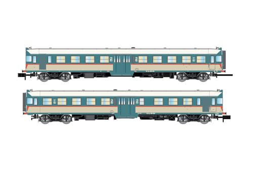 FS ALn 668 3100er-Reihe Dieseltriebwagen, 2 Stück, mit 1 Doppeltür, Originallackierung, gewölbte Fenster, Epoche IV, DCC-Sound von ARNOLD