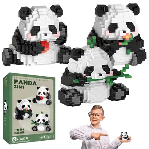 ARONRAVE 3 In1 Panda Bausteine Set Panda Klemmbausteine Mini Bausteine Set Panda Tier Building Block Set Panda Geschenke für Erwachsene Kinder von ARONRAVE