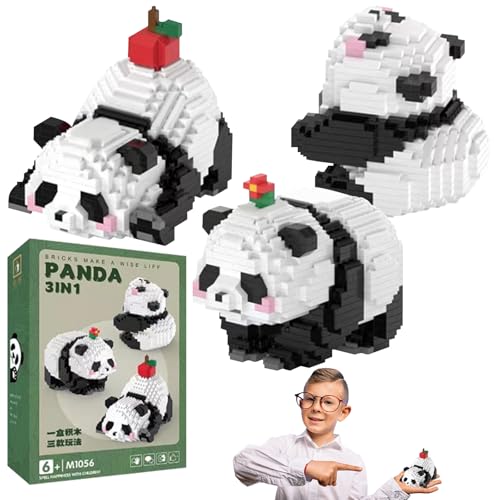 ARONRAVE 3 In1 Panda Mini Bausteine Panda Klemmbausteine Panda Bausteine Panda Set Mini Bausteine Mini Bausteine Tiere Figuren Klemmbausteine Panda Geschenke für Erwachsene Kinder von ARONRAVE