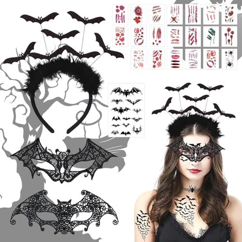 ARONRAVE Halloween Haarreif, Fledermaus Haarreif Damen Halloween Fledermausohren Haarreifen Vampir Haarband Kopfschmuck Karneval Fasching Halloween Party von ARONRAVE