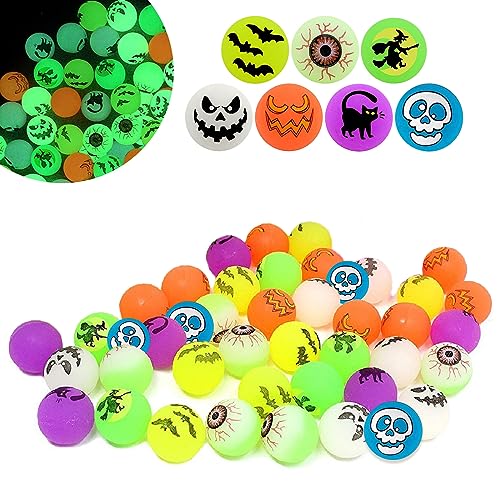 ARONRAVE Halloween Luminous Flummi, 24PCS Bouncy Balls Voor Kinderen, Nachtleuchtende Neon Flummi, Leuchten im Dunkeln Flummi Springbälle Halloween Party Mitgebsel Bags for Trick or Treating (24PCS) von ARONRAVE