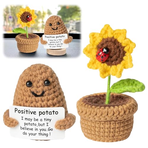 ARONRAVE Pocket Hug Positive Kartoffel Glücksbringer Positive Potato Lustige Positive Kartoffel Puppes Positive Potato deutsch für Beste Freundin motivationsgeschenke von ARONRAVE