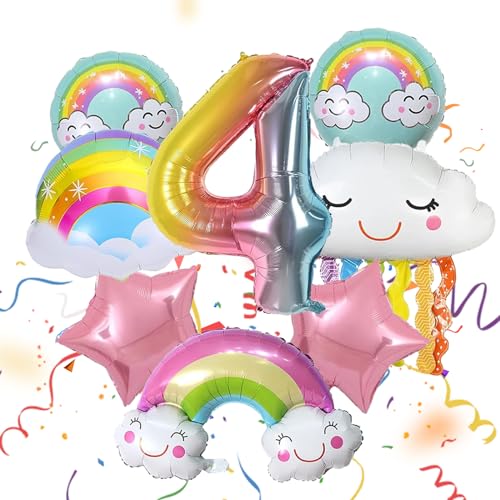 ARONRAVE Regenbogen Geburtstagsdeko Mädchen 3 Jahr Folienballon Regenbogen Deko Kindergeburtstag Rosa Stern Pastell Rundballons Jungen Mädchen Geburtstag Party Dekoration von ARONRAVE