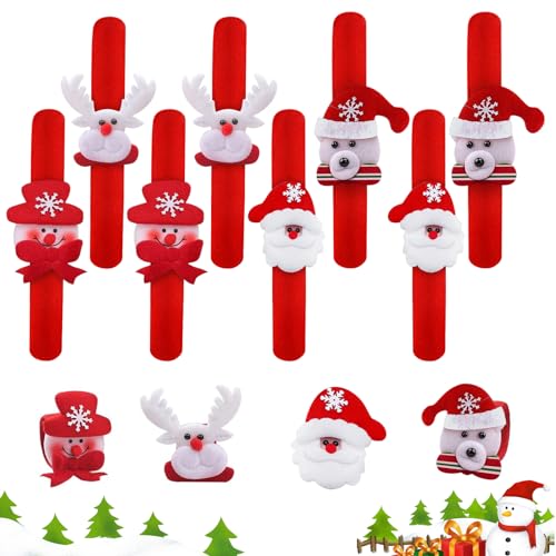 ARONRAVE Schnapparmband Weihnachten 12 Pcs Schnapparmbänder Weihnachten Weihnachten Mitgebsel Für Kinder Kinder Schnapparmbänder Slap Weihnachten Geschenke für Kinder Party von ARONRAVE