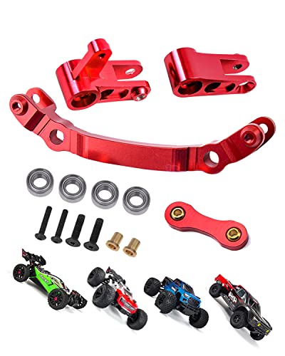 ARRCat Upgrades Parts Aluminium-Lenkteil-Set für 1/10 Arrma Granite 4X4 3S BLX, Senton 4X4 3S BLX/Big Rock 4X4/Typhon 4X4 3S BLX, Outcast/Kraton 4x4 4S BLX, ersetzt AR340132, Rot von ARRCat