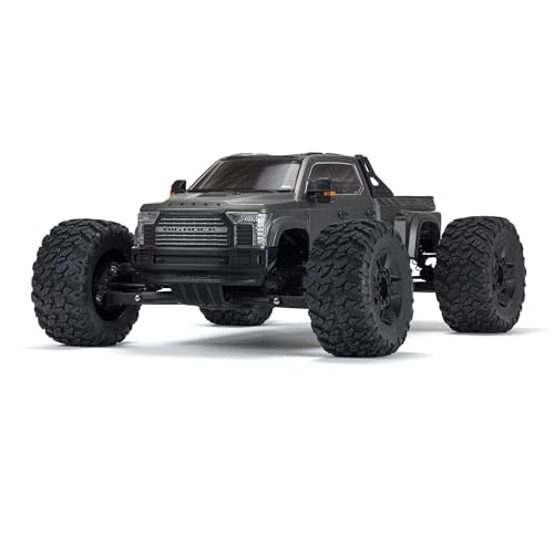 ARRMA Big Rock 6S, Ferngesteuertes Auto, RC Auto 1/7, Monster Truck 4x4, bürstenloser Motor über 100 km/h, inkl. Zubehör, Grau, ARA7612T1 von ARRMA