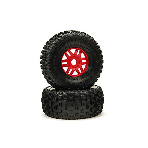 1/8 DBoots Fortress Vorder/Hinten 2.4/3.3 vormontierte Reifen, 17mm Hex, Rot (2) von ARRMA