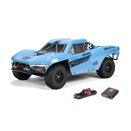 ARRMA Fury MEGA 550 2WD, Ferngesteuertes Auto, RC Auto 1/10, Short Course Truck, über 30 km/h, aufrüstbar, inkl. Akkus und Ladegerät, Blau, ARA3221ST2 von ARRMA