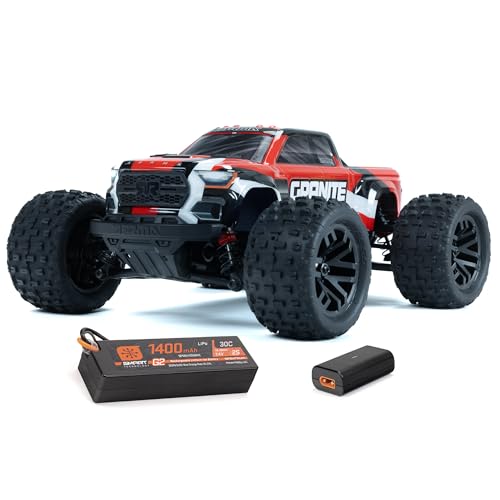 ARRMA Granite GROM Ferngesteuertes Auto, RC Auto 1/18, Brushless Motor über 30 km/h, inkl. Akku und Zubehör, Rot, ARA2102T2 von ARRMA