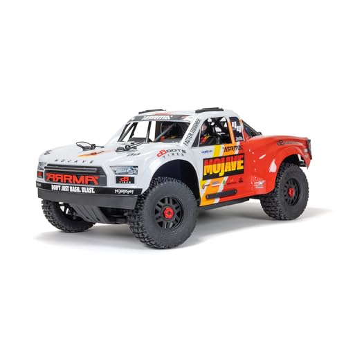 ARRMA ARA4404T1 Mojave RC 4X4 4S BLX 1/8 Scale Desert Truck RTR, Weiß/Rot von ARRMA