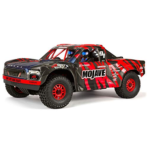 ARRMA RC Truck 1/7 MOJAVE 6S V2 4WD BLX Desert Truck mit Spektrum Firma (Ready-to-Run), Rot/Schwarz, ARA7604V2T2 von ARRMA