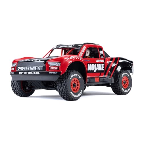 ARRMA Mojave Grom Ferngesteuertes Auto, RC Auto 1/18, bürstenloser Motor über 30 km/h, inkl. Akku und Zubehör, Rot-Schwarz, ARA2104T1 von ARRMA