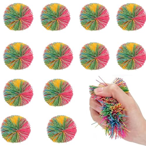 12 Stücke Wuschelball,Sensorik Bälle,Bouncy Stress Balls,Sensory Fidget Stringy Balls,Stringy Balls,Weiche Pom Bouncy Stress Balls,Babyball Zum Greifen,Verwendet Für Sensorische Ballspielzeuge von ARROMI