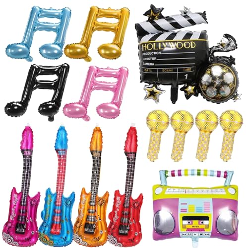 14 Stück Gitarre Aufblasbar, Aufblasbare Instrumente, Luftgitarren zum Aufblasen, Luftgitarre, Aufblasbare Gitarre, Aufblasbare Musikinstrumente Party Props für Kinder, Deko Carnival von ARROMI