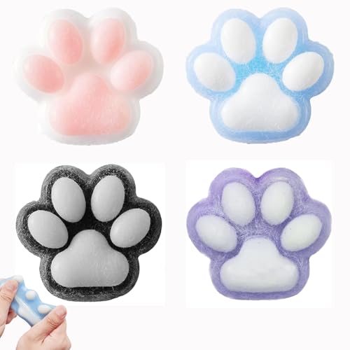 4 Stück Squishy Katzenpfoten, Squishy, Fufu Squishy, Squishy Katze, Squishy Pfotenspielzeug, Squishy Pfotenabdrücke, Anti-Stress-Spielzeug, aus Squeeze Katzenpfote für Kinder und Erwachsene von ARROMI